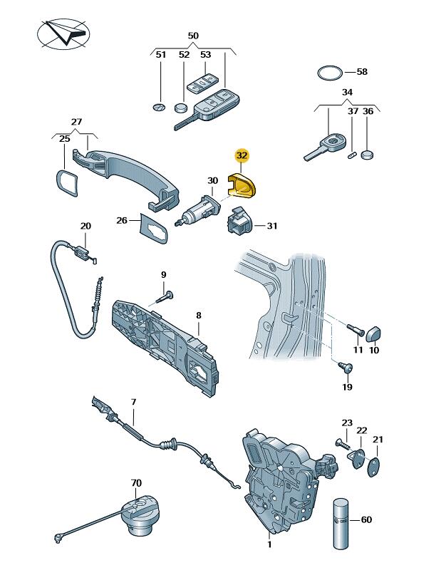 Podgląd obrazka: Nakładka na zamek drzwi, czerń satynowa (nr katalogowy: 7LA837879A3FZ)