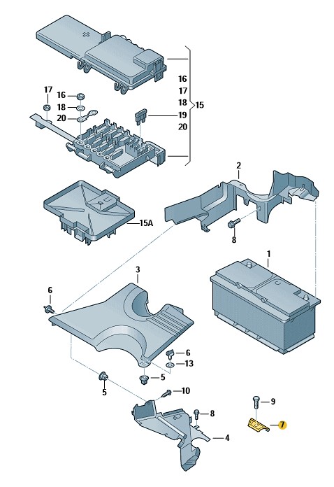 Podgląd obrazka: Listwa zaciskowa akumulatora (nr katalogowy: 7M3803219)