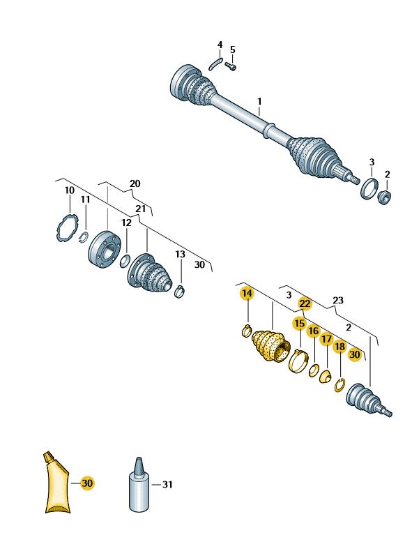 Podgląd obrazka: Osłona przegubu z elementami montażowymi (nr katalogowy: 81A498203)