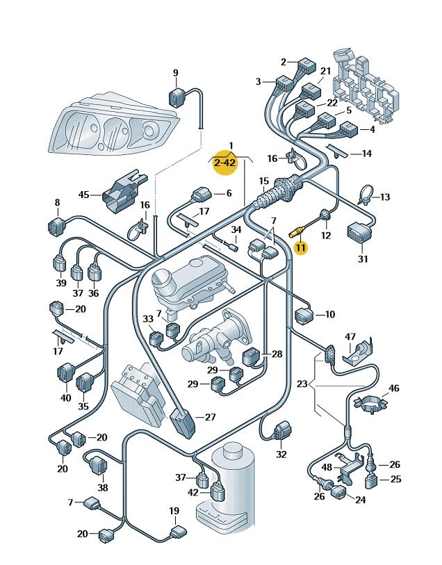Podgląd obrazka: Wiązka przewodów bocznych świateł (nr katalogowy: 8D0971273)