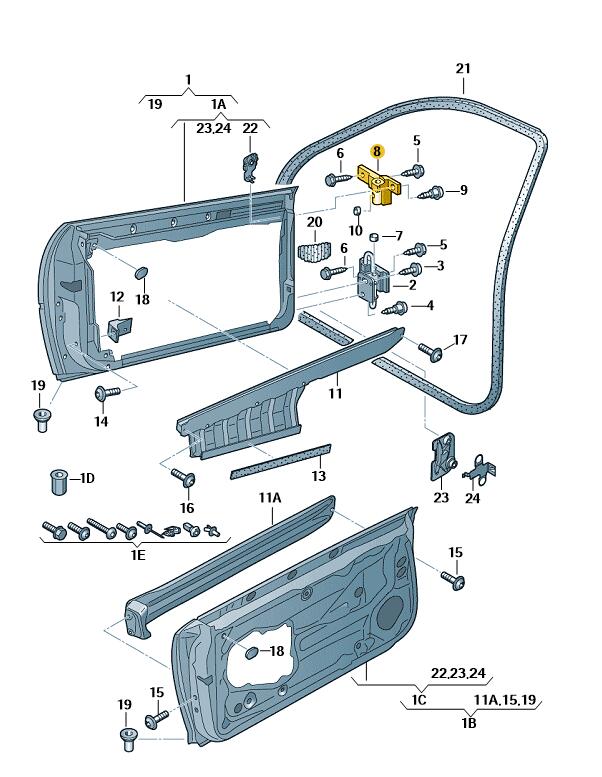 Podgląd obrazka: Zawias drzwiowy (nr katalogowy: 8E0831401B)
