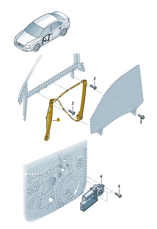 Podgląd obrazka: Podnośnik szyby bez silnika (nr katalogowy: 8E0837461C)