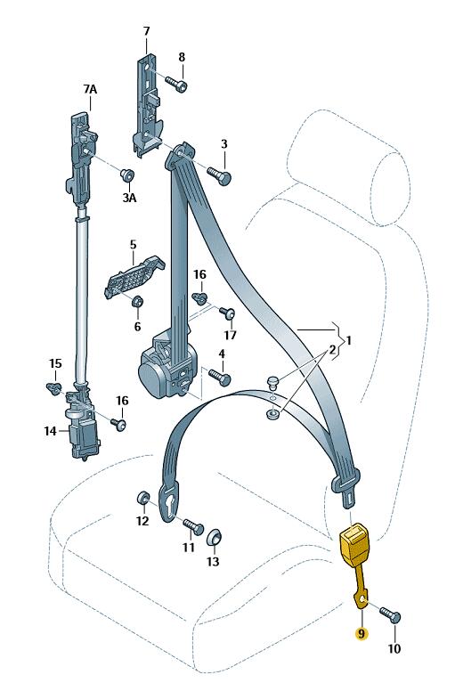 Podgląd obrazka: Zamek pasa bezpieczeństwa,czerń satynowa (nr katalogowy: 8E0857755G01C)