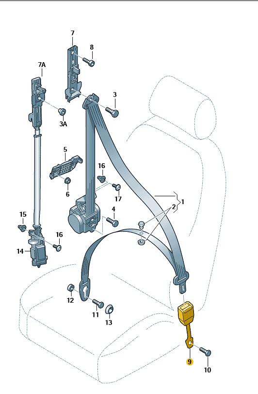 Podgląd obrazka: Zamek pasa bezpieczeństwa,czerń satynowa (nr katalogowy: 8E0857755Q01C)