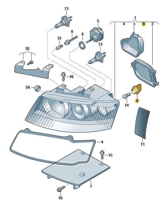 Podgląd obrazka: Oprawa żarówek (nr katalogowy: 8E0953053)
