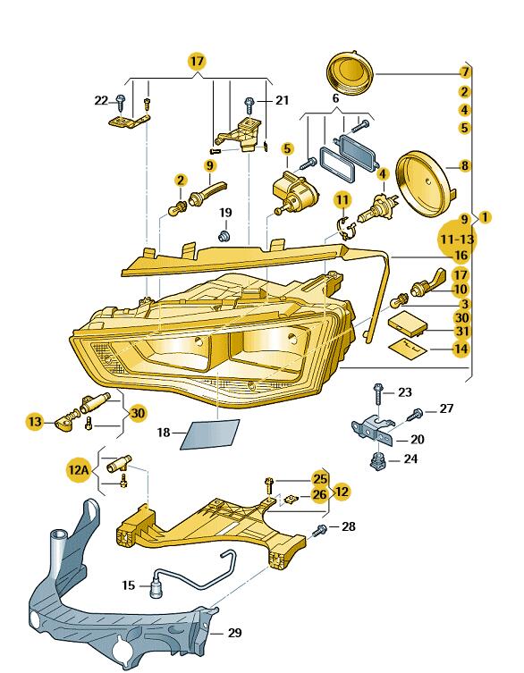 Podgląd obrazka: Reflektor halogenowy (nr katalogowy: 8K0941004AB)