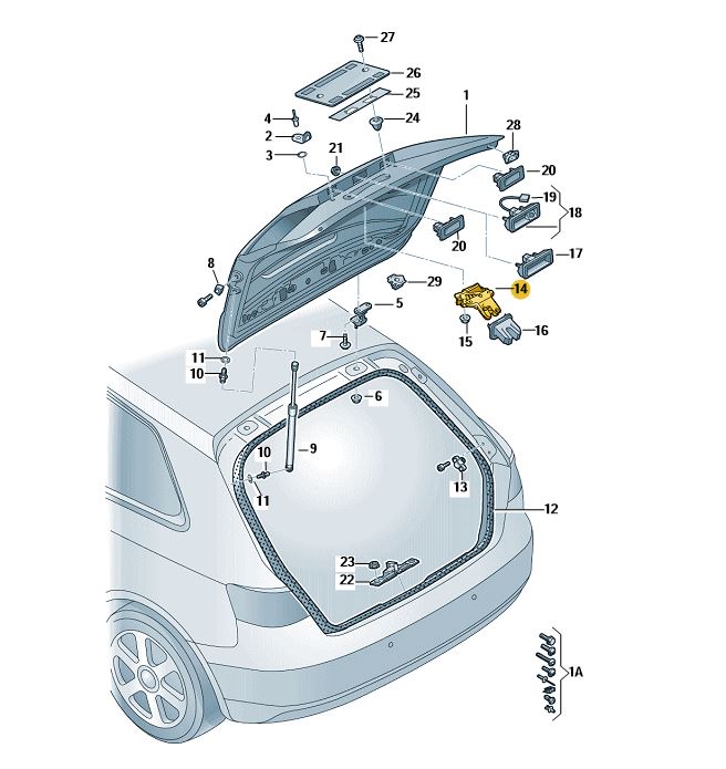 Podgląd obrazka: Zamek klapy (nr katalogowy: 8R0827505A)