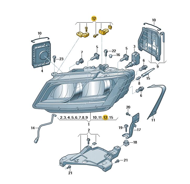 Podgląd obrazka: Zestaw naprawczy obudowy reflektora (nr katalogowy: 8R0998121A)