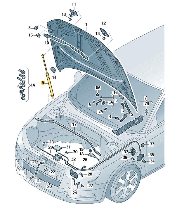 Podgląd obrazka: Siłownik gazowy (nr katalogowy: 8V0823359)