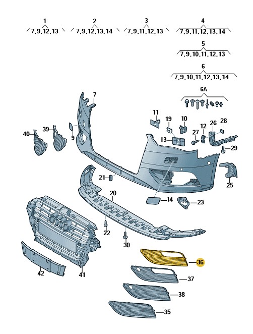 Podgląd obrazka: Kratka wlotu powietrza czarny satynowy/c (nr katalogowy: 8V3807681A9B9)