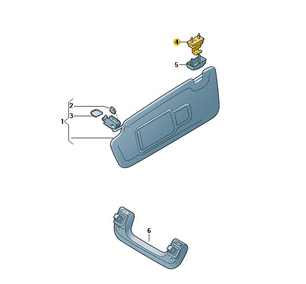 Podgląd obrazka: Uchwyt osłony przeciwsłonecz. szary tyta (nr katalogowy: 8W0857562ADT4)