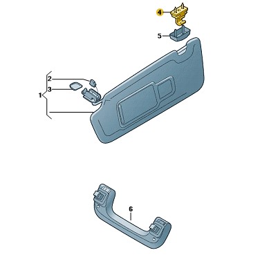 Podgląd obrazka: Uchwyt osłony przeciwsłonecz. srebrny ks (nr katalogowy: 8W0857562AEP5)