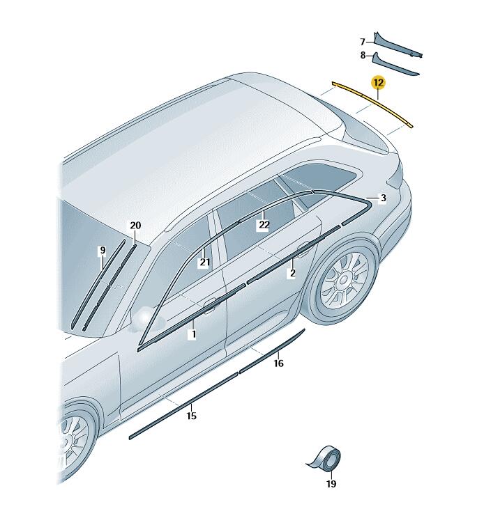 Podgląd obrazka: Listwa ozdobna pokrywy tylnej CZern blys (nr katalogowy: 8W9853927AT94)