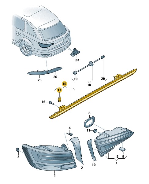 Podgląd obrazka: Osłona tylnego światła (nr katalogowy: 8W9945253A)