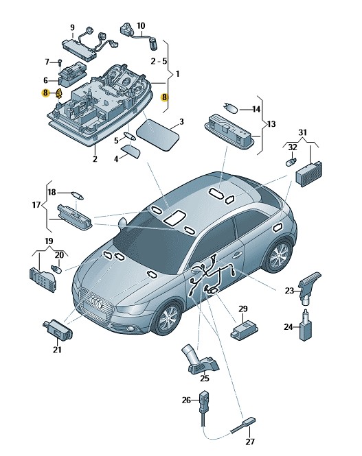 Podgląd obrazka: Zaczep sprężysty (nr katalogowy: 8Z0867276B)