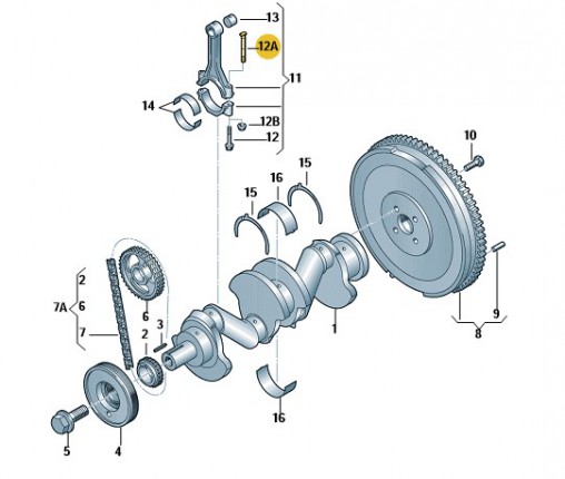 Śruba stopy korbowodu (nr katalogowy: 030105425E)