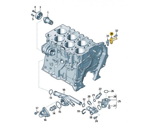 Króciec przewodu wodnego (nr katalogowy: 03H121145A)