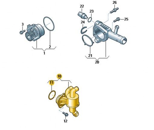 Obudowa regulatora płynu chłodzącego z t (nr katalogowy: 03L121111AD)