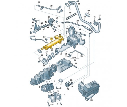 Chłodnica układu recyrkulacji spalin z k (nr katalogowy: 03L131512B)