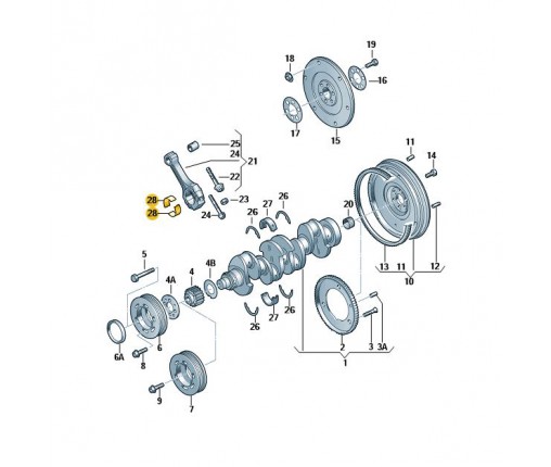 Panewka stopy korbowodu żółty (nr katalogowy: 06D105701AGLB)
