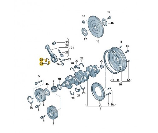 Panewka stopy korbowodu żółty (nr katalogowy: 06D105701KGLB)