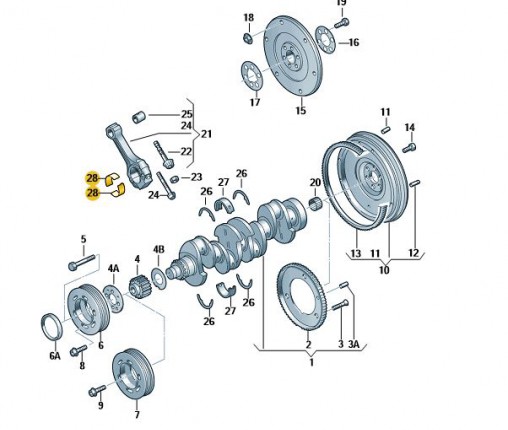 Panewka stopy korbowodu żółty (nr katalogowy: 06D105701LGLB)