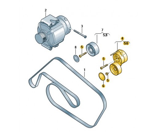 Napinacz paska klinowego (nr katalogowy: 06E903133Q)