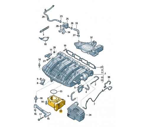 Korpus z przepustnicami (nr katalogowy: 06F133062AG)