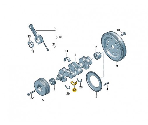 Panewka walu korbowego żółty (nr katalogowy: 06H105591KGLB)
