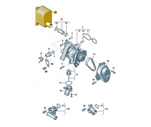 Regulator płynu chłodzącego z pompą płyn (nr katalogowy: 06H121026DS)