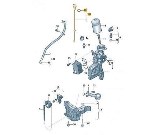 Bagnet (miarka poziomu oleju) (nr katalogowy: 06J115611L)