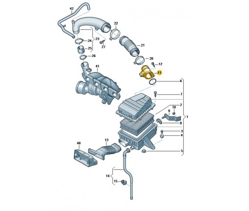 Przepływomierz powietrza (nr katalogowy: 06J906461D)