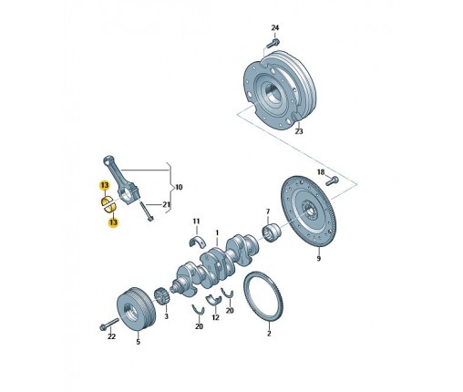 Panewka stopy korbowodu żółty (nr katalogowy: 06K105701JGLB)