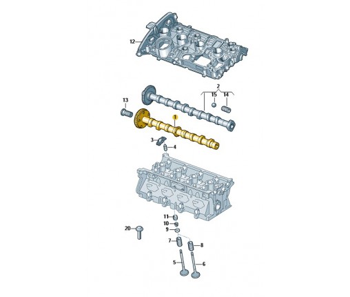 Wałek rozrządu (nr katalogowy: 06K109021M)