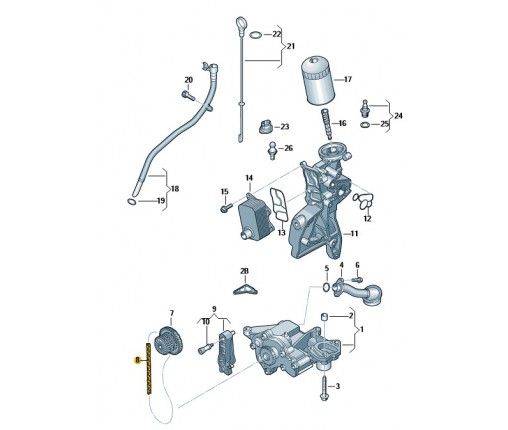 Łańcuch napędowy (nr katalogowy: 06K115225C)