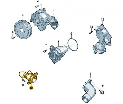 Króciec układu chłodzenia (nr katalogowy: 06M121132B)