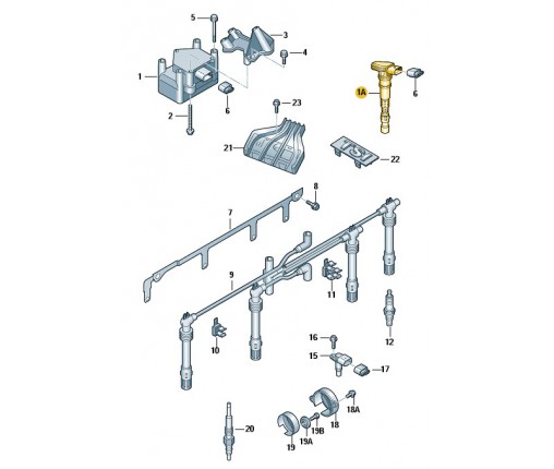 cewka zapłonowa z nasadk. świec zapł. (nr katalogowy: 07K905715G)
