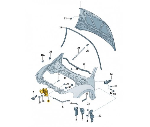 Zamek maski - część dolna (nr katalogowy: 1C0823509AE)