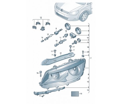 Zestaw naprawczy obudowy reflektora (nr katalogowy: 1T0998225C)