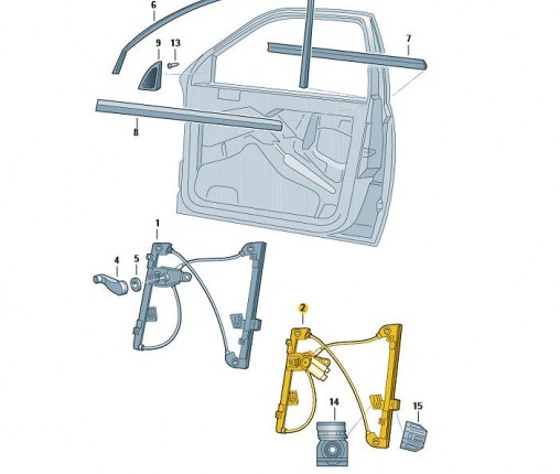 Podnośnik szyby bez silnika (nr katalogowy: 1U0837461B)