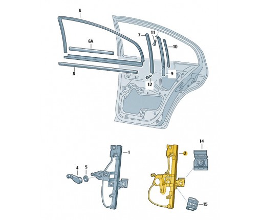 Podnośnik szyby bez silnika (nr katalogowy: 1U0839461B)