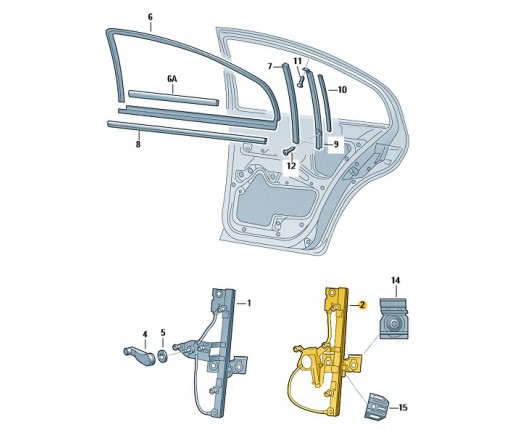 Podnośnik szyby bez silnika (nr katalogowy: 1U0839462B)