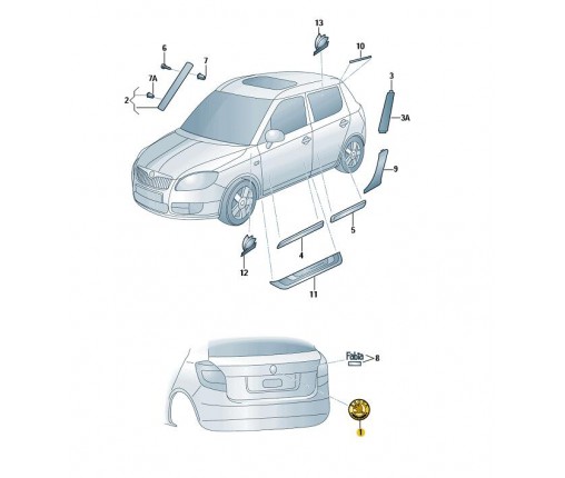 Znaczek SKODA satinschwarz/melange (nr katalogowy: 1U0853621CMEL)