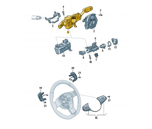 Przełącz.zespolony kierownicy czarny/bia (nr katalogowy: 2Q0953502BIGI)