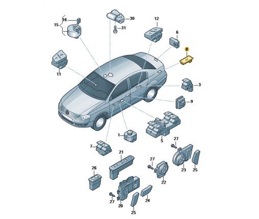 Przycisk mechanizmu zamka elektrycznego (nr katalogowy: 3D0959831D20H)
