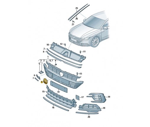 Znaczek vw czarny/chrom błyszczący (nr katalogowy: 3G0853601AJZA)