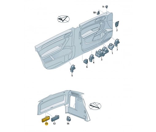 Przycisk mechanizmu zamka elektrycznego (nr katalogowy: 3G0959831BWHS)