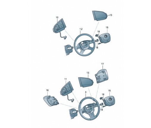 Wiązka przewodów do kierownicy z poduszk (nr katalogowy: 3T0971584)