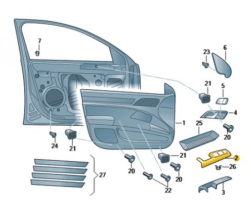 Obudowa uchwytu - część górna czerń saty (nr katalogowy: 3T1867157B9B9)