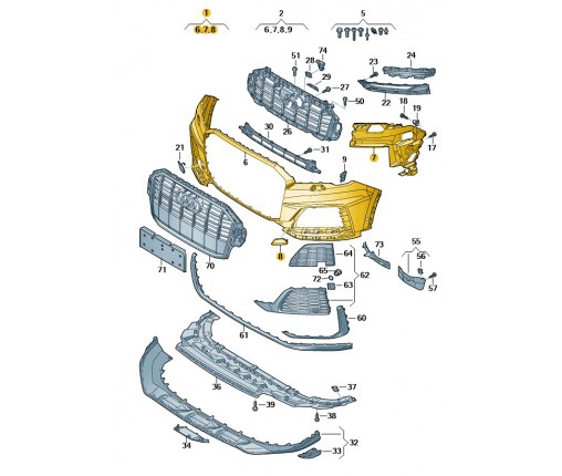 Poszycie zderzaka gruntowany (nr katalogowy: 4M0807065AAGRU)
